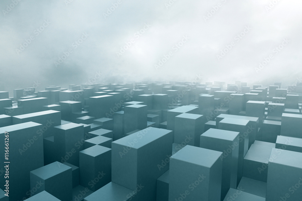 Fototapeta premium Cubes in fog
