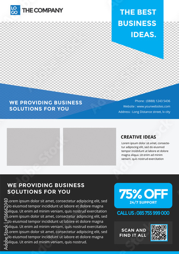 the best business idea triangle style flyer in blue