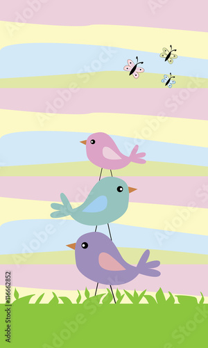Pajaritos con fondo de colores.