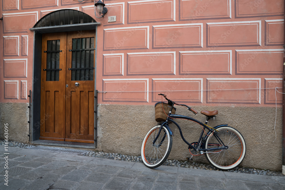Bike parked outside of home in an italian village