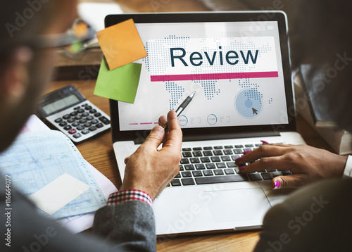 Review Audit Auditing Evalutate Report Rethink Concept photo