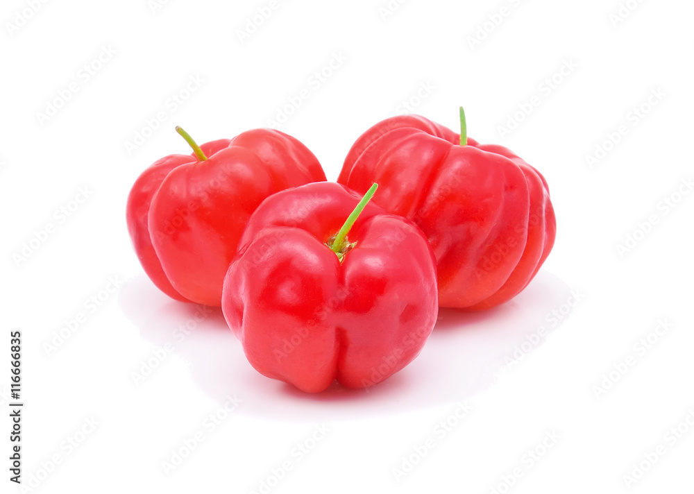 Barbados cherry,Ripe thai cherry isolated on white Barbados cherry,Ripe thai cherry isolated on white
