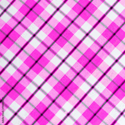 Close up of empty checkered tablecloth with copy space
