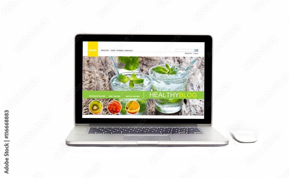 Laptop with healthy website on the screen on isolated white background Laptop with healthy website on the screen on isolated white background