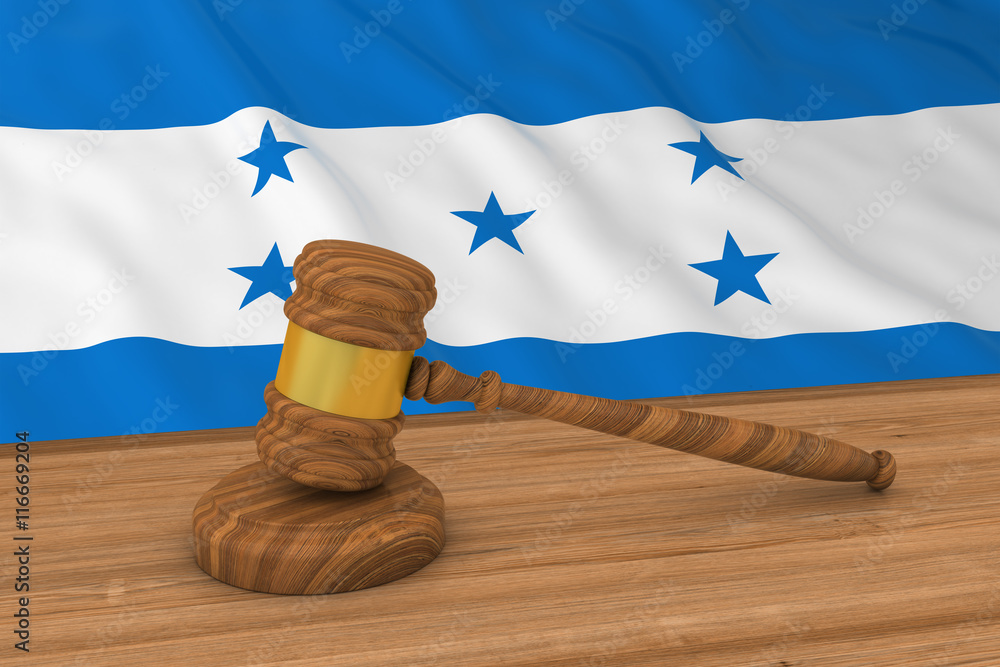 Honduran Law Concept Flag of Honduras Behind Judge's Gavel 3D