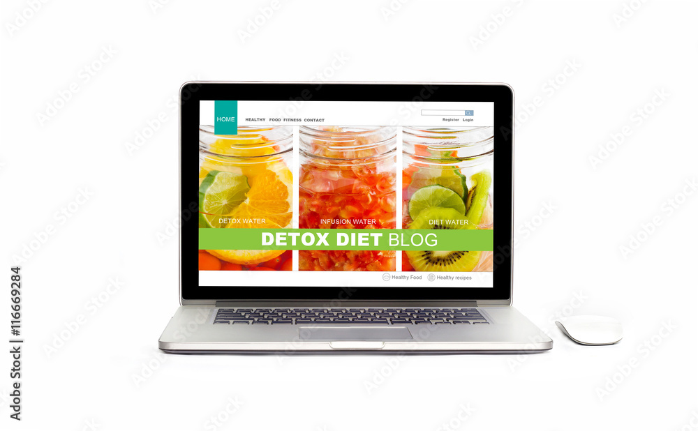 Laptop with healthy website on the screen on isolated white background Laptop with healthy website on the screen on isolated white background