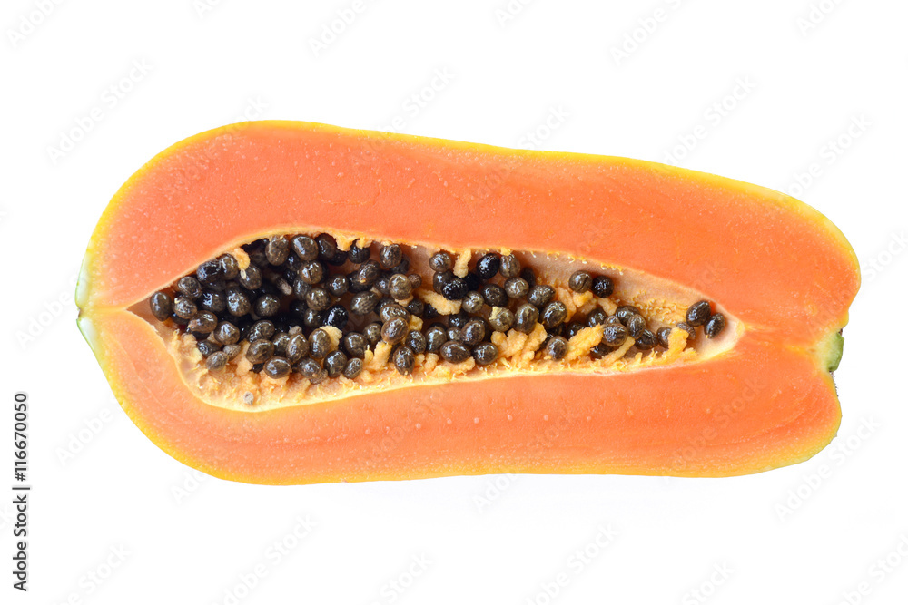 Sliced fresh papaya isolated on white background Sliced fresh papaya isolated on white background