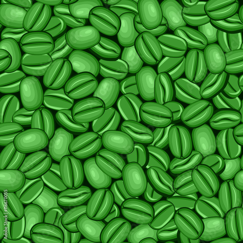 Seamless texture of green raw coffee beans