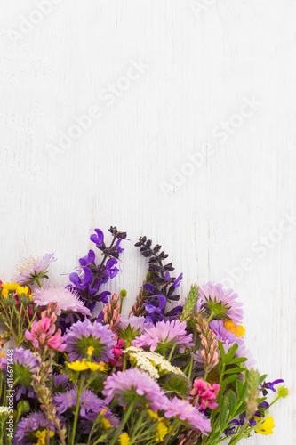 Colorful Bright Flower Blossom Wildflowers Background Nature Spring Summer Bouquet Concept © golubovy