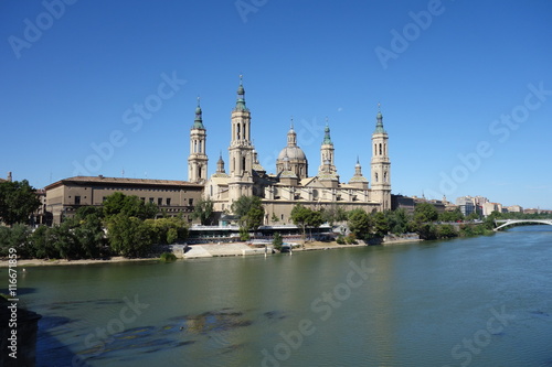 The basilica of "El Pilar" of Saragossa in a sunny day. Taken on the 23rd of July of 2016