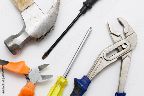 Construction tools isolated on white background