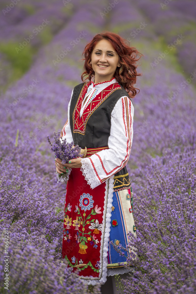 Bulgarian girl in a lavender field