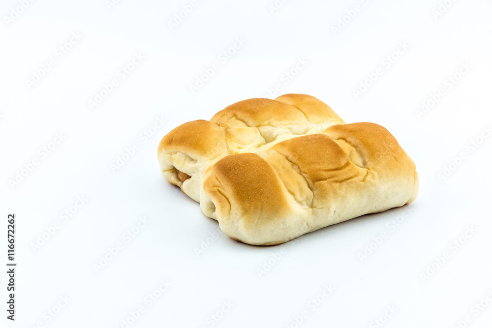 Sausage bread on white background Sausage bread on white background