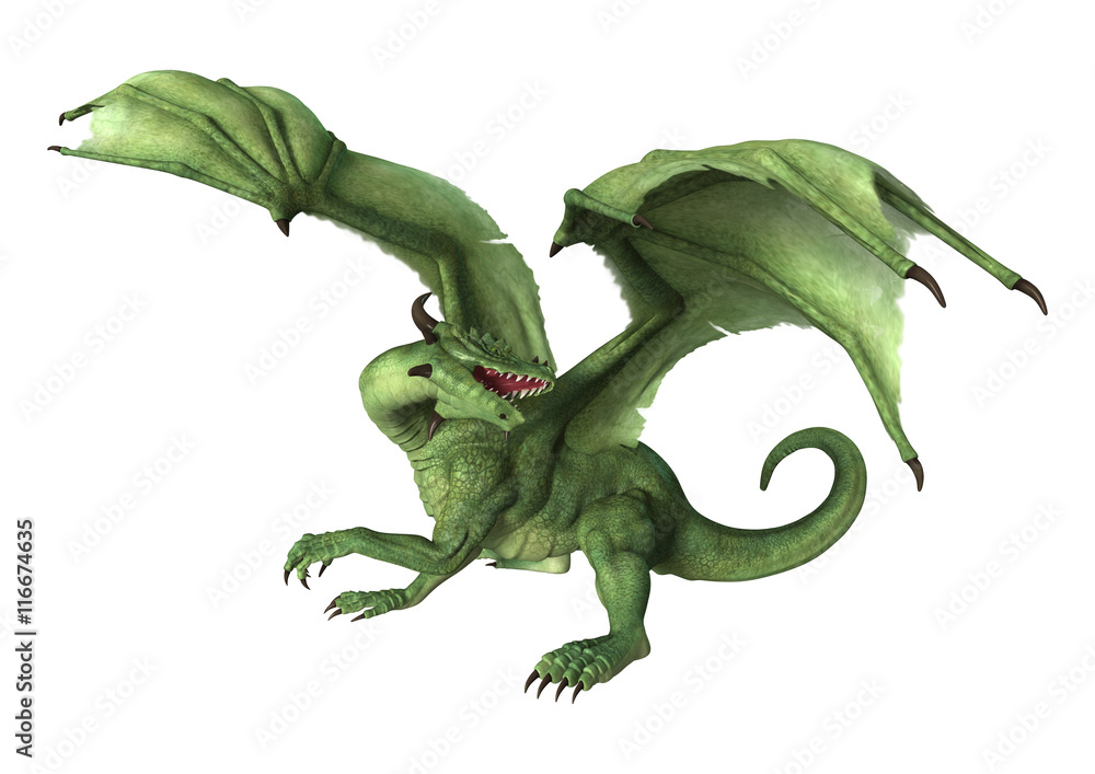 Fototapeta premium 3D Rendering Fantasy Dragon on White