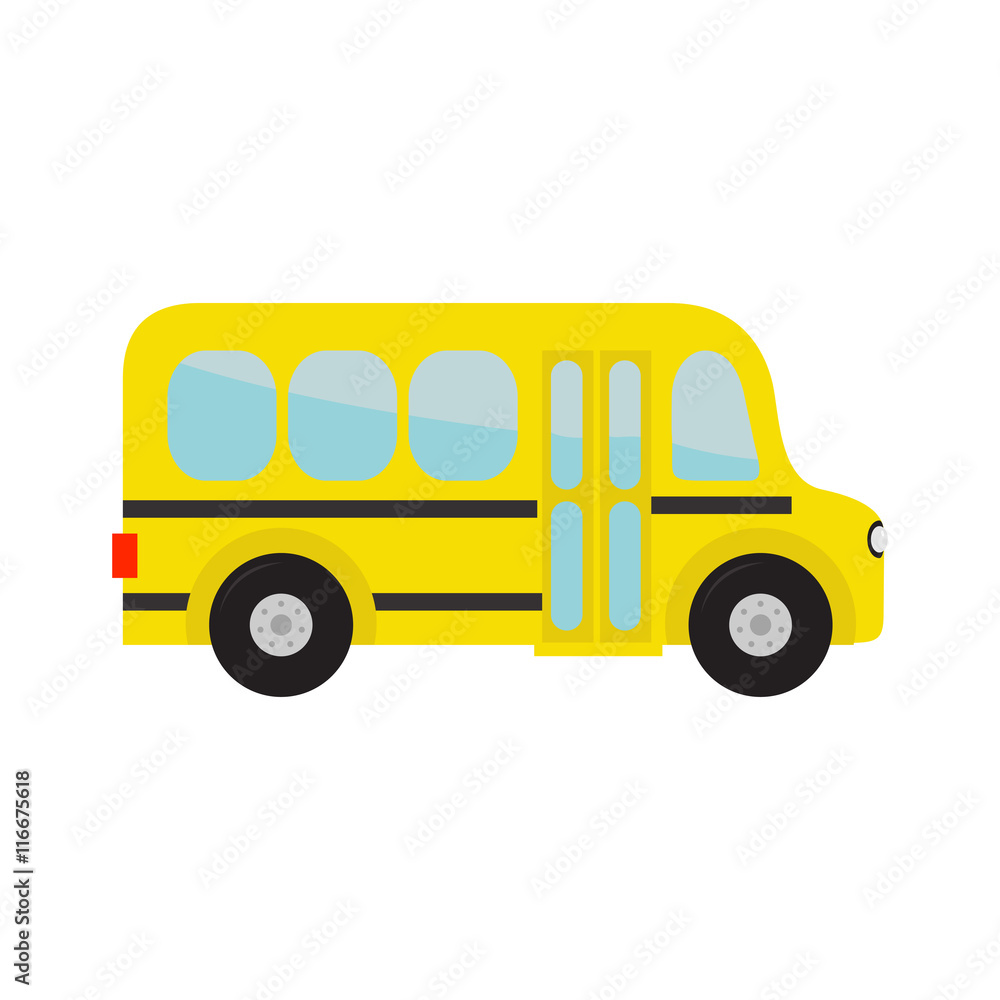 Yellow school bus kids. Cartoon clipart. Transportation. Baby collection.  Side view. Flat design. Isolated. White background. Stock Vector | Adobe  Stock