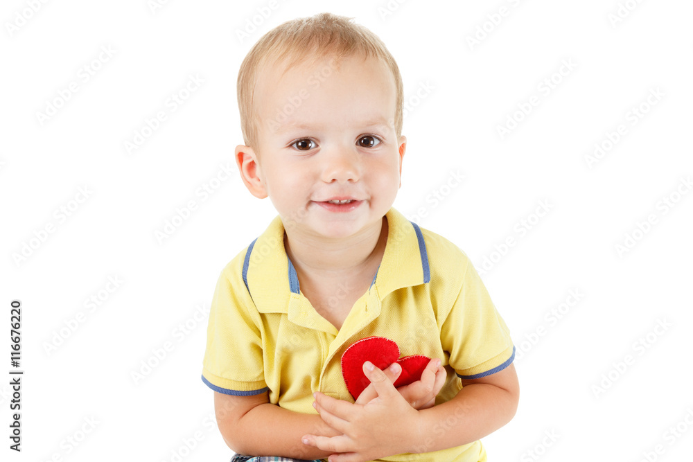 Child with heart symbol isolated white. Concept of love and health. Child with heart symbol isolated white. Concept of love and health.