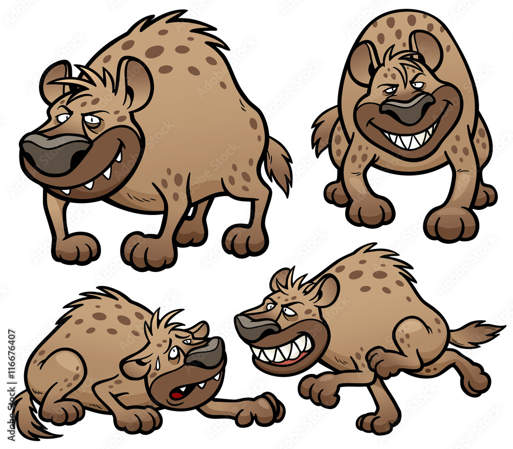 Fototapeta premium Vector illustration of Cartoon Hyena Character Set