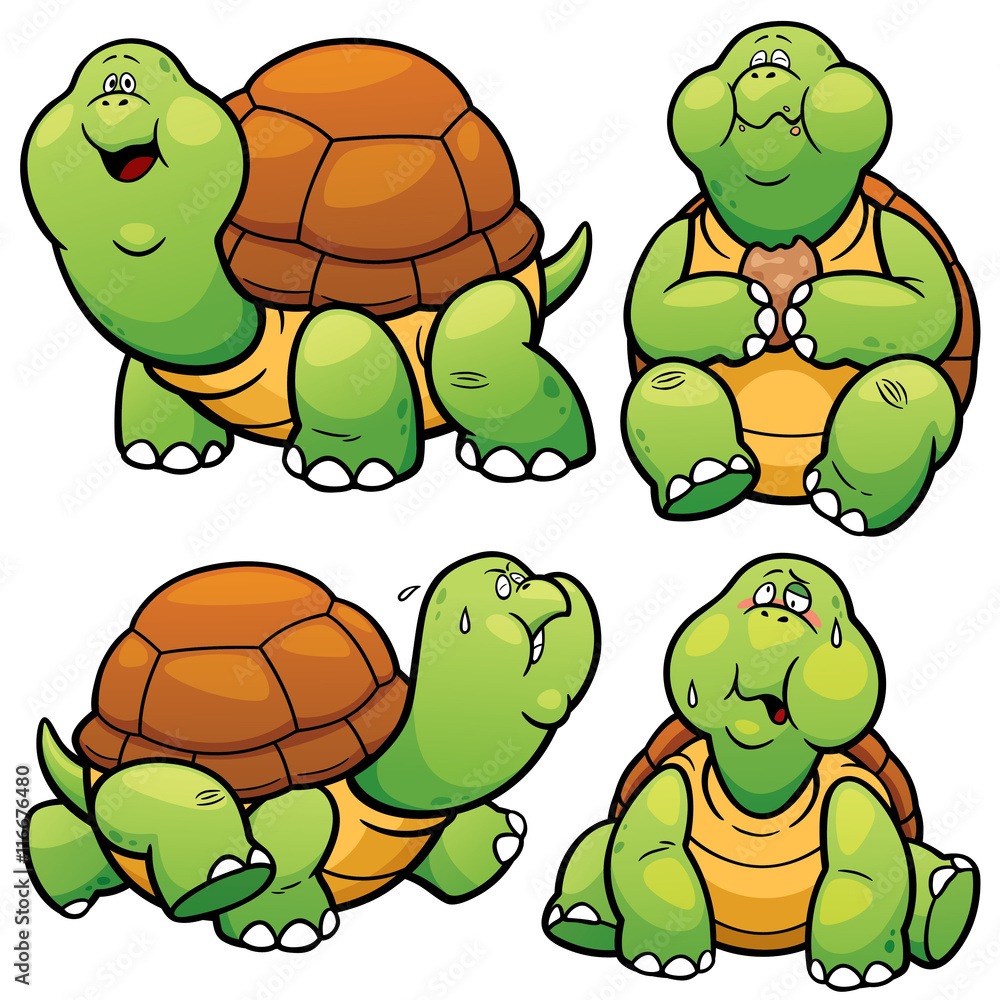 Fototapeta premium Vector illustration of Cartoon Turtle Character Set