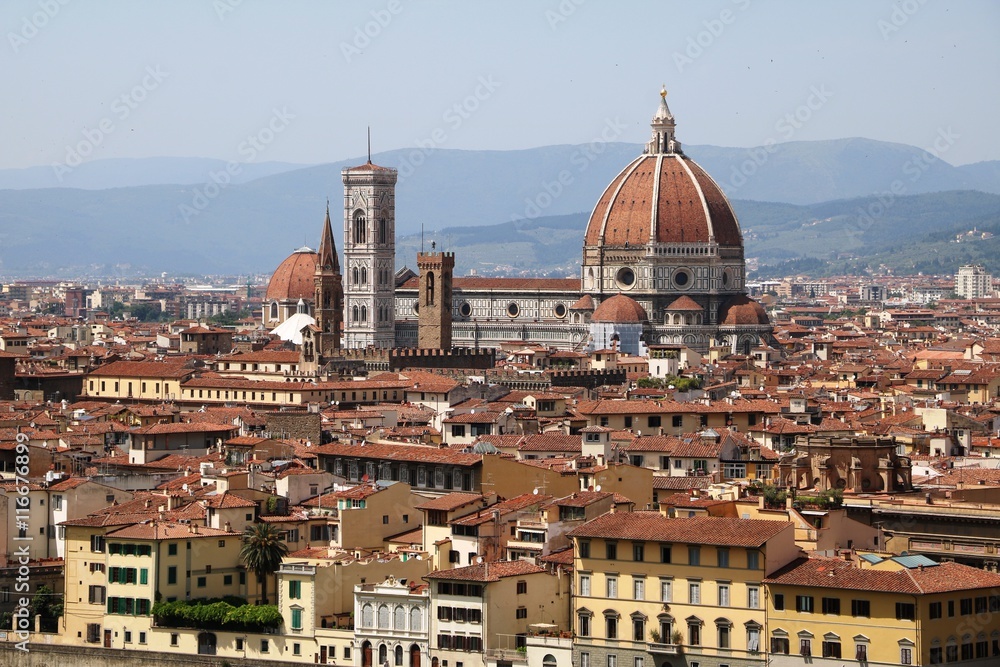 Florence in Italy, Santa Maria del Fiore, Basilica San Lorenzo and Giottos Campanile 