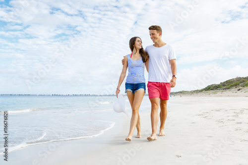 Romantic young couple on the beach