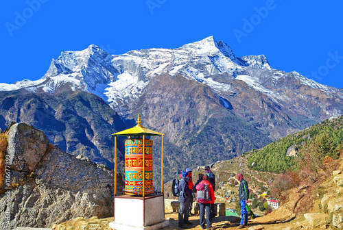 Beautiful mountain landscape. Himalayan region of Sagarmatha National Park, Nepal  photo