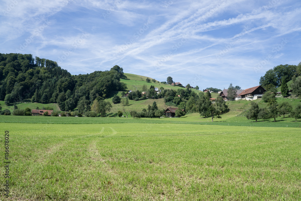 Lovely view over the beautiful greenery at the countryside in Sw Lovely view over the beautiful greenery at the countryside in Sw