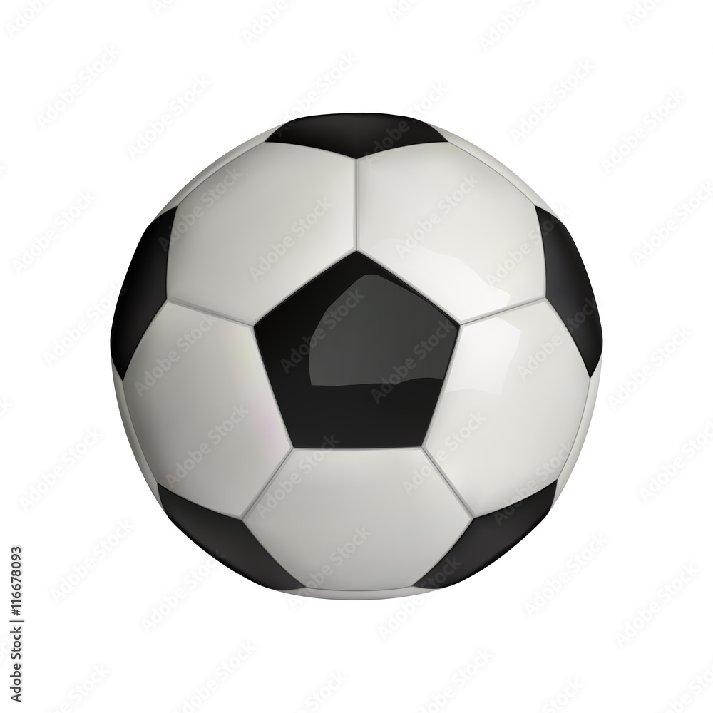 Vector illustration . Football. Soccer ball naturalistic classic 3d icon isolated on white background. Vector illustration . Football. Soccer ball naturalistic classic 3d icon isolated on white background.