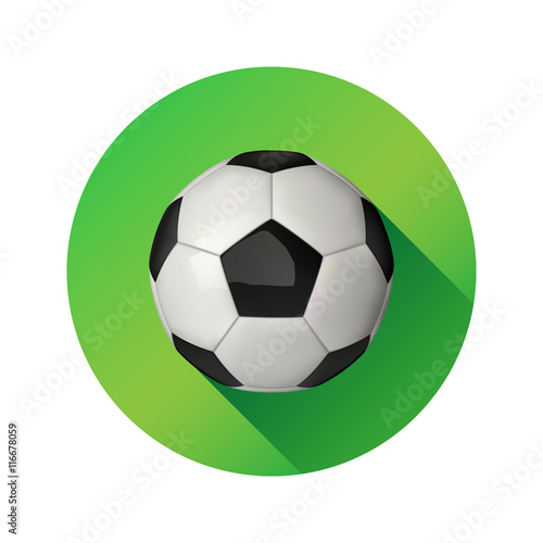 Vector illustration. Football soccer ball icon. Long shadow flat design.