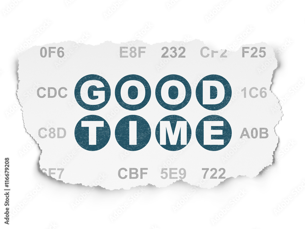 Time concept: Good Time on Torn Paper background Time concept: Good Time on Torn Paper background