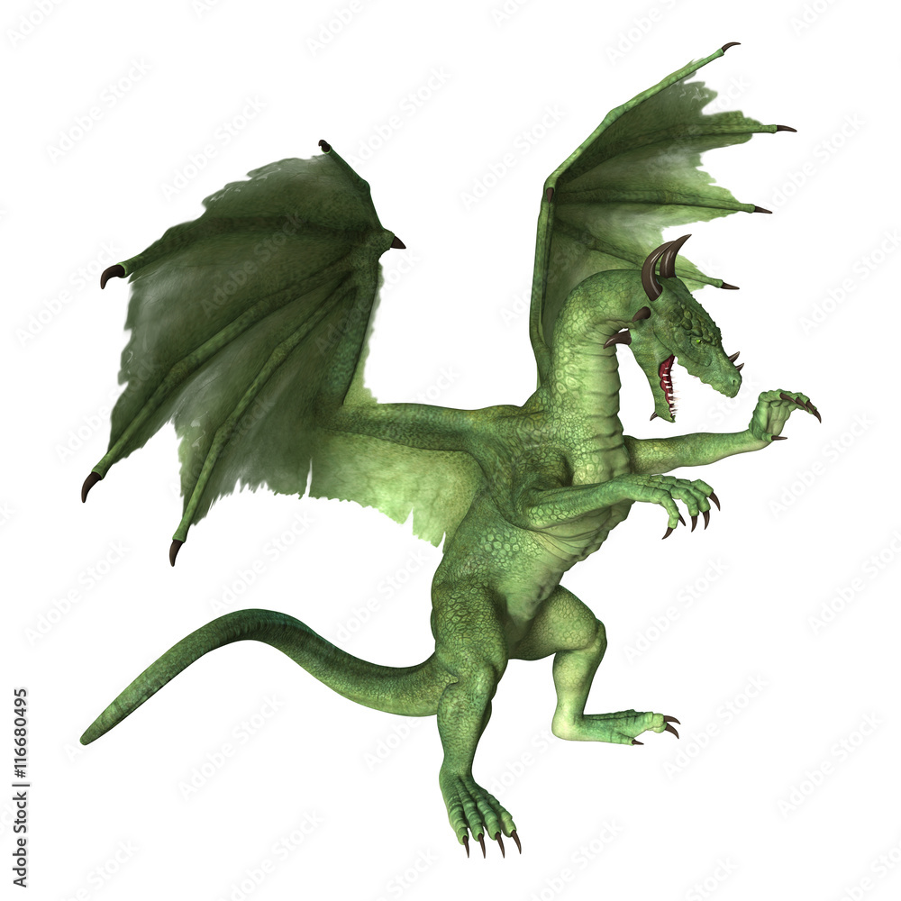 Obraz premium 3D Rendering Fantasy Dragon on White