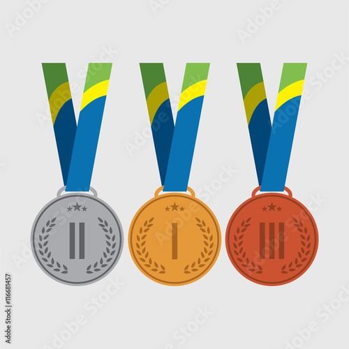Vector trophy for winners medals: gold, silver, bronze medal.