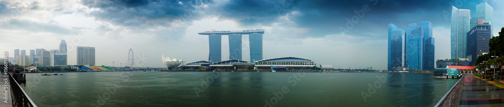 Singapore skyline - hotels and offices with reflection panorama