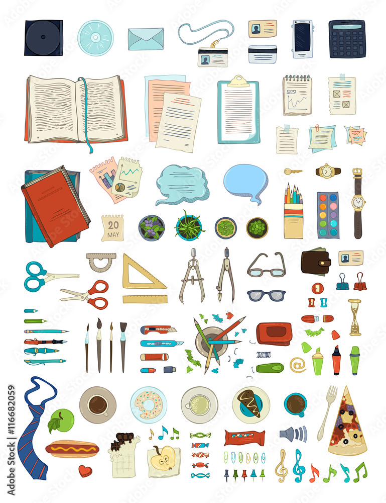Vector set of stationery isolated on white background. Vector set of stationery isolated on white background.