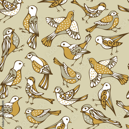 Vector seamless birds pattern.