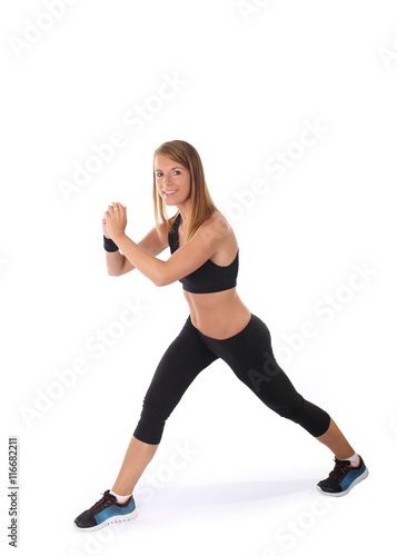 Young athletic girl practicing fitness
