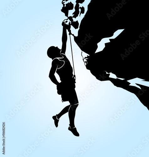 Vector silhouette of a climber