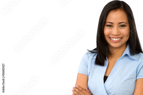 Business Asian woman smiling.