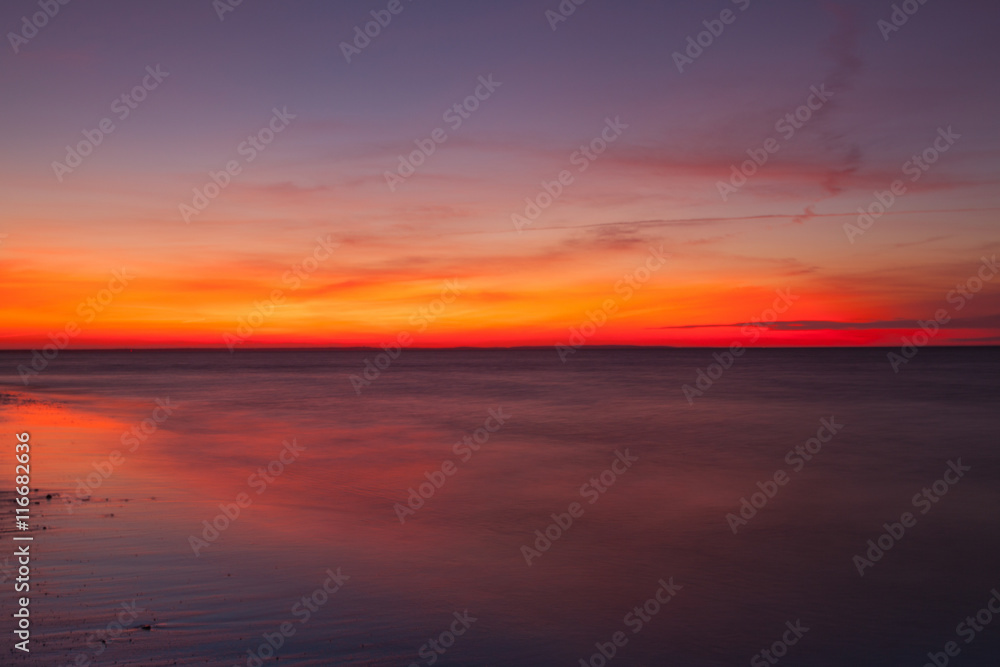 Dramatic sunset on the beach, Cape Cod, USA