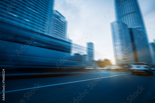 City road with moving traffic,tianjin china.