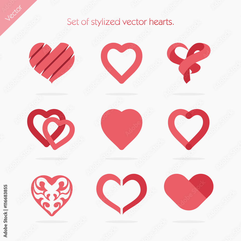 Set of abstract icons hearts Set of abstract icons hearts