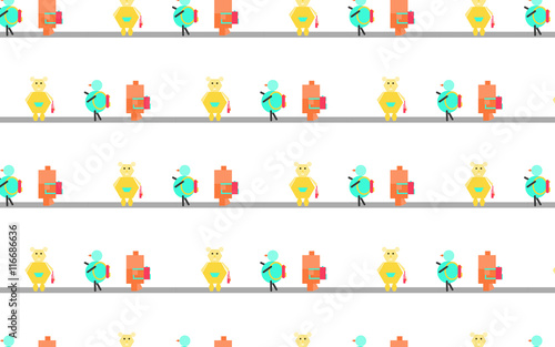 bag, walk to school, seamless pattern background