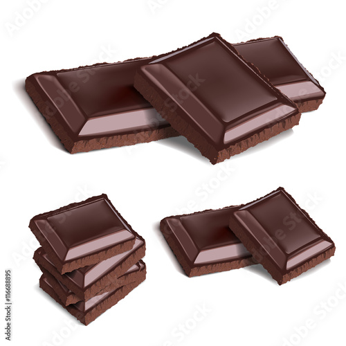 Piece of chocolate set. Vector illustration. EPS10