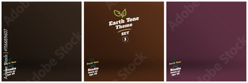 Vector,set of Empty earth tone brown color lighting studio room