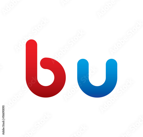 bu logo initial blue and red