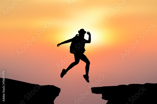 Silhouette women jumping