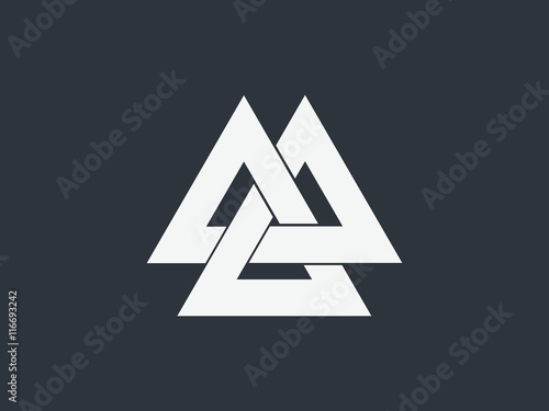 Valknut is a symbol of the world's end of the tree Yggdrasil. Sign of the god Odin. It refers to the Norse culture.