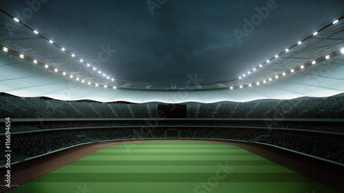 stadium with fans the night before the match. 3d rendering © 2mmedia
