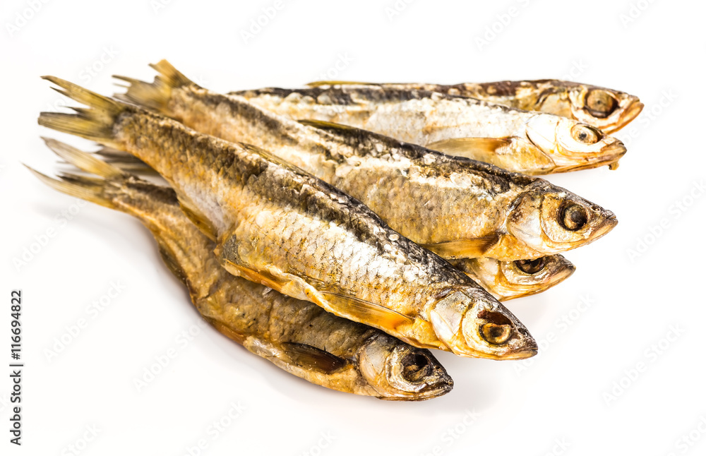 Fish dried ram it is isolated on a white background