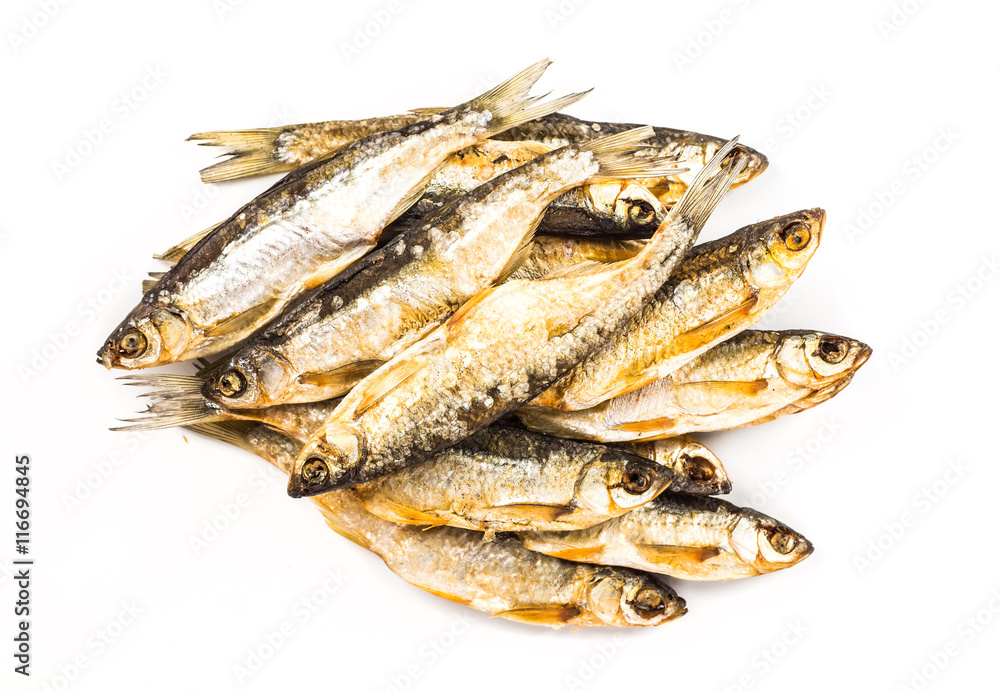 Fish dried ram it is isolated on a white background Fish dried ram it is isolated on a white background