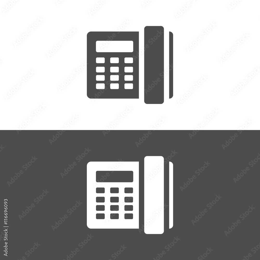 Icono de una central telefónica sobre fondos blanco y negro Icono de una central telefónica sobre fondos blanco y negro